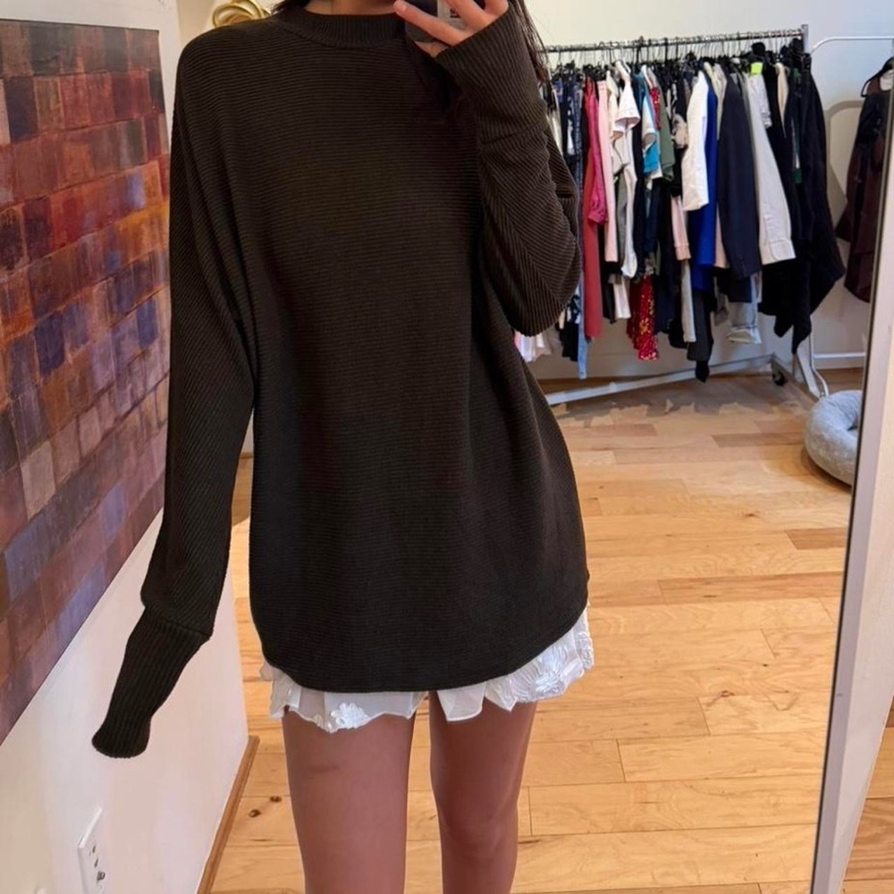 Matty M Olive Green Ribbed Turtleneck Sweater